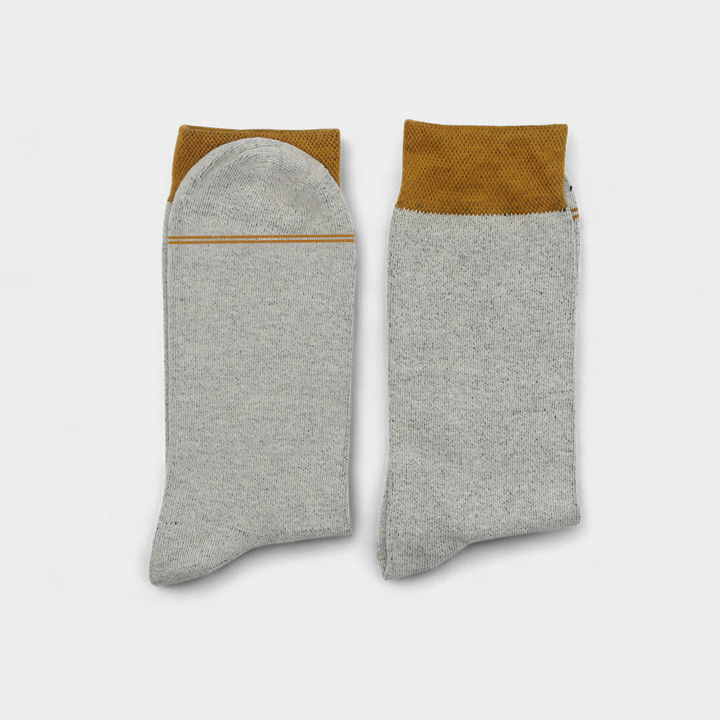 Men's Light Grey Socks With Gold Cuff - FTS01