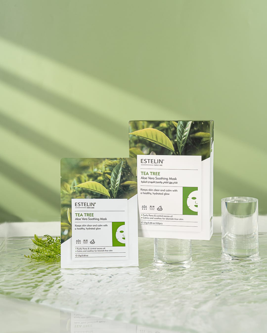 Estelin Tea Tree + Aloe Vera Soothing Mask | Anti-Acne, Calming & Hydrating Facial Sheet Mask