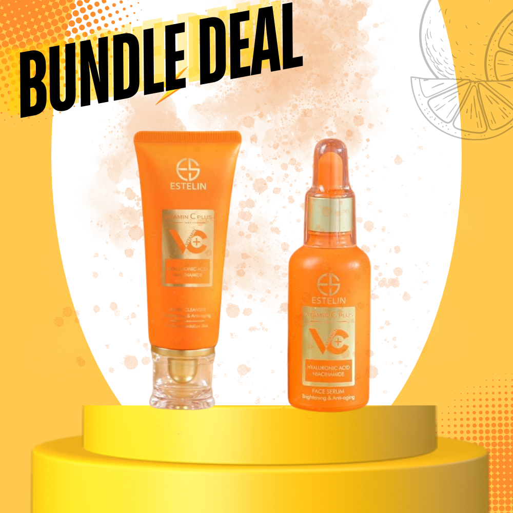 Estelin Vitamin C Plus Hyaluronic Acid Niacinamide Facial Cleanser & Vitamin C Plus Hyaluronic Acid Niacinamide Face Serum bundle deal