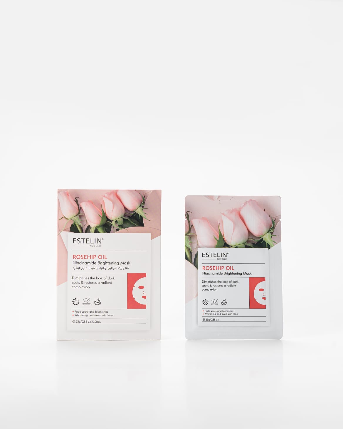 Estelin Rosehip Oil + Niacinamide Brightening Mask | Dark Spot Fading, Radiance Boost & Skin Tone Correcting Sheet Mask