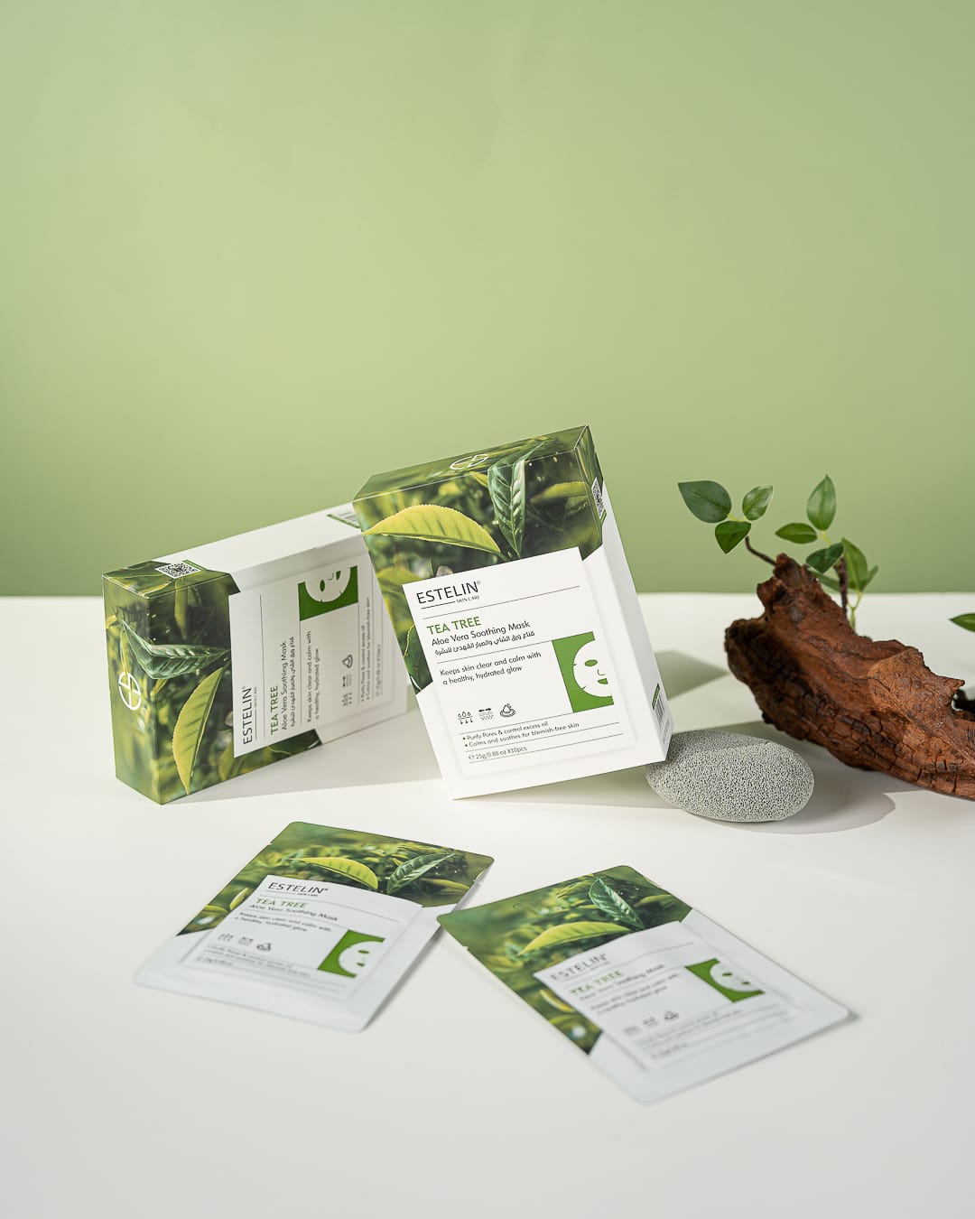 Estelin Tea Tree + Aloe Vera Soothing Mask | Anti-Acne, Calming & Hydrating Facial Sheet Mask