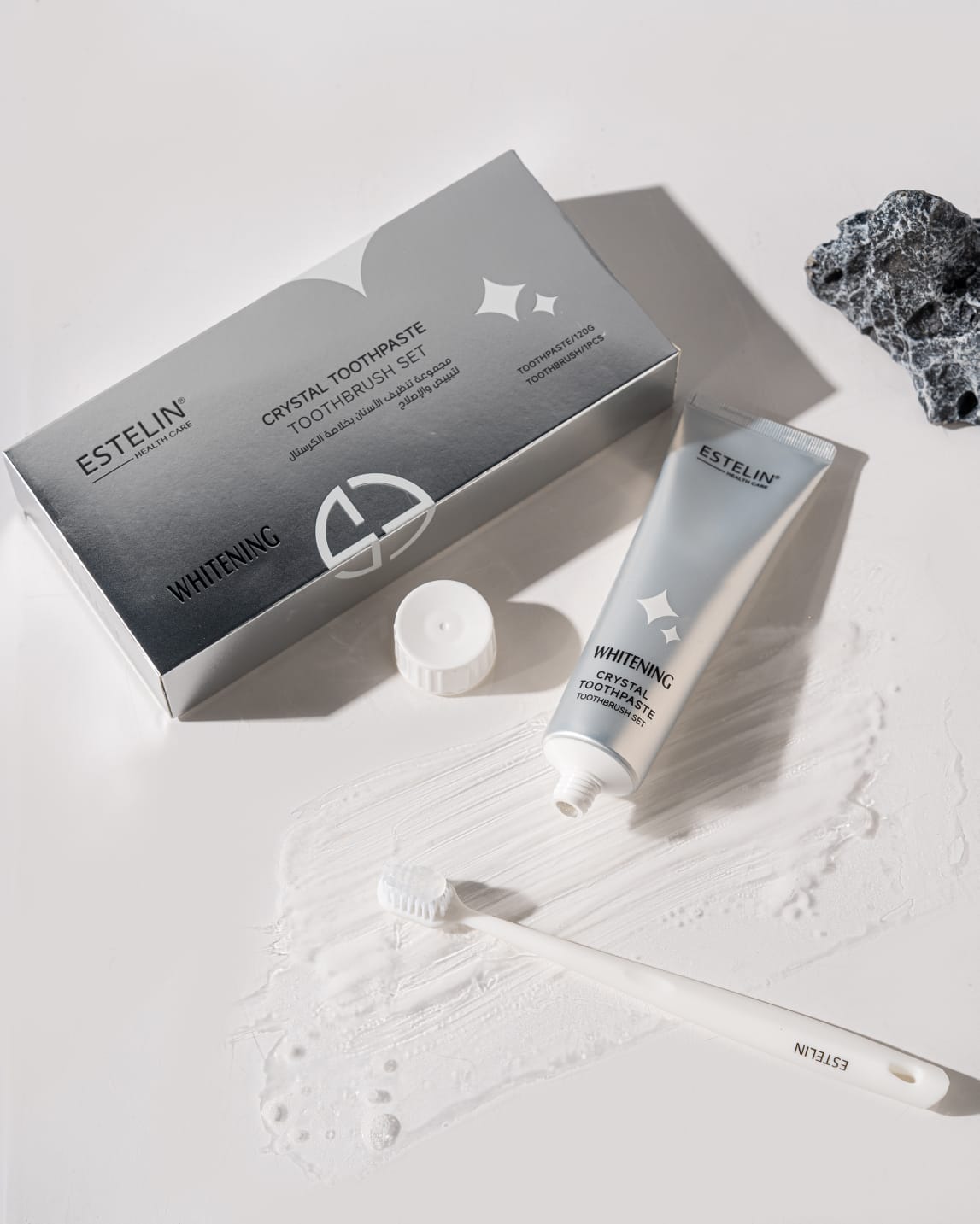 ESTELIN Whitening Crystal Toothpaste & Toothbrush Set – Advanced Enamel Care & Instant Brightening Formula