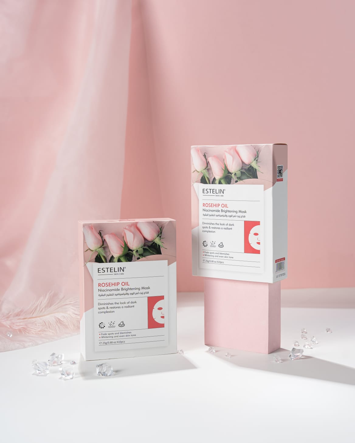 Estelin Rosehip Oil + Niacinamide Brightening Mask | Dark Spot Fading, Radiance Boost & Skin Tone Correcting Sheet Mask