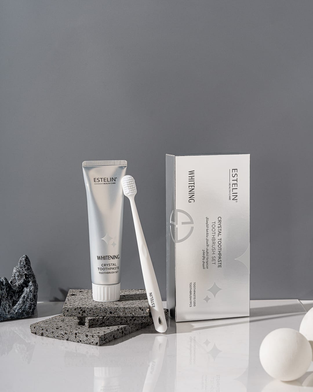ESTELIN Whitening Crystal Toothpaste & Toothbrush Set – Advanced Enamel Care & Instant Brightening Formula
