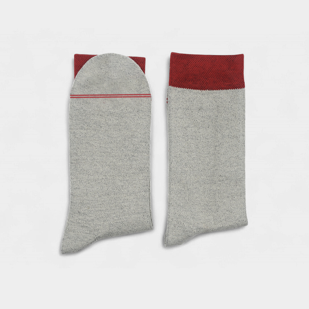 Men's Light Grey Socks with Red Cuff - FTS01
