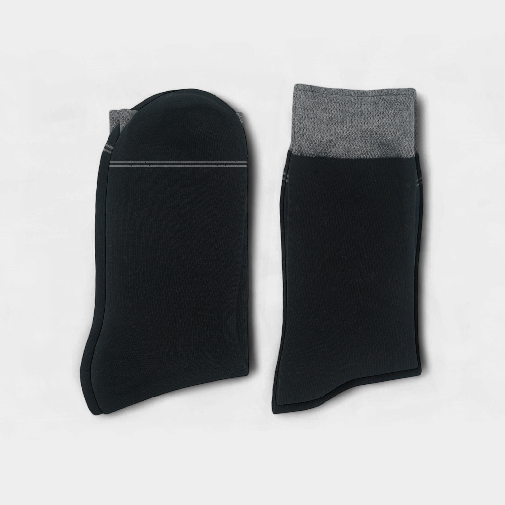 Men’s Black Socks with Grey Cuff – FTS02