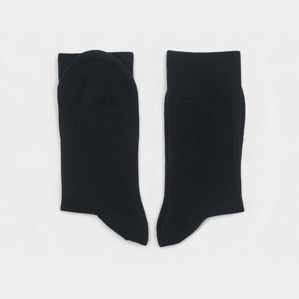Men's Dark Grey Ribbed Dress Socks - FTS03