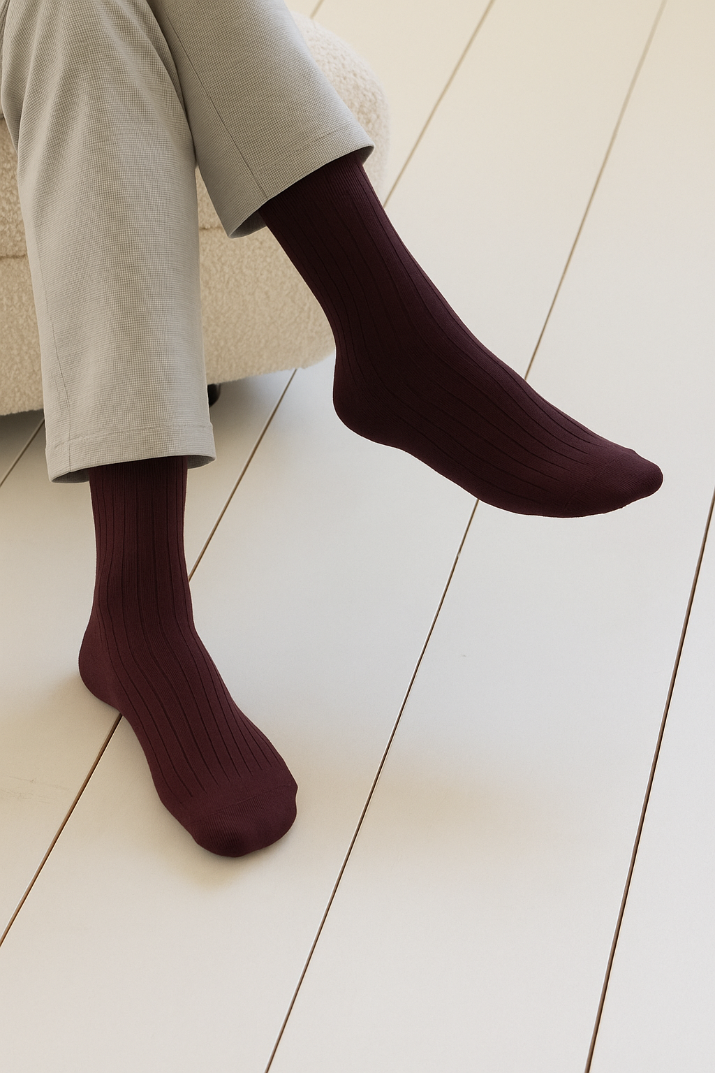 Men's Brown Ribbed Dress Socks - FTS03