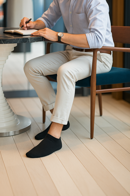 Unisex Plain Black Sneaker Socks – FTS04