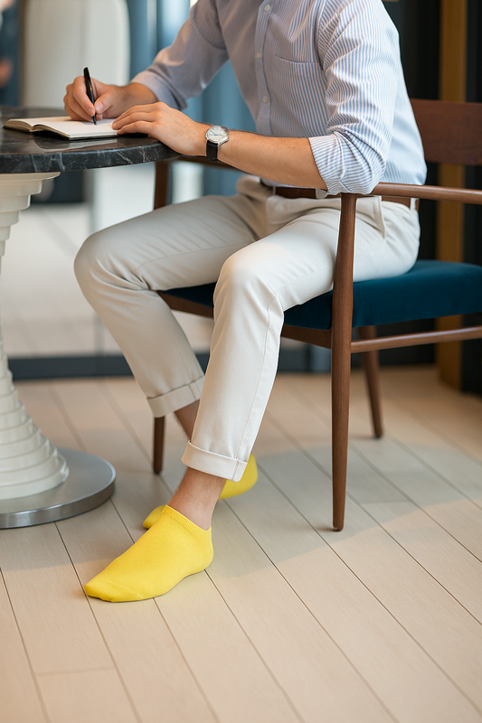 Unisex Plain Blazing Yellow Sneaker Socks – FTS04