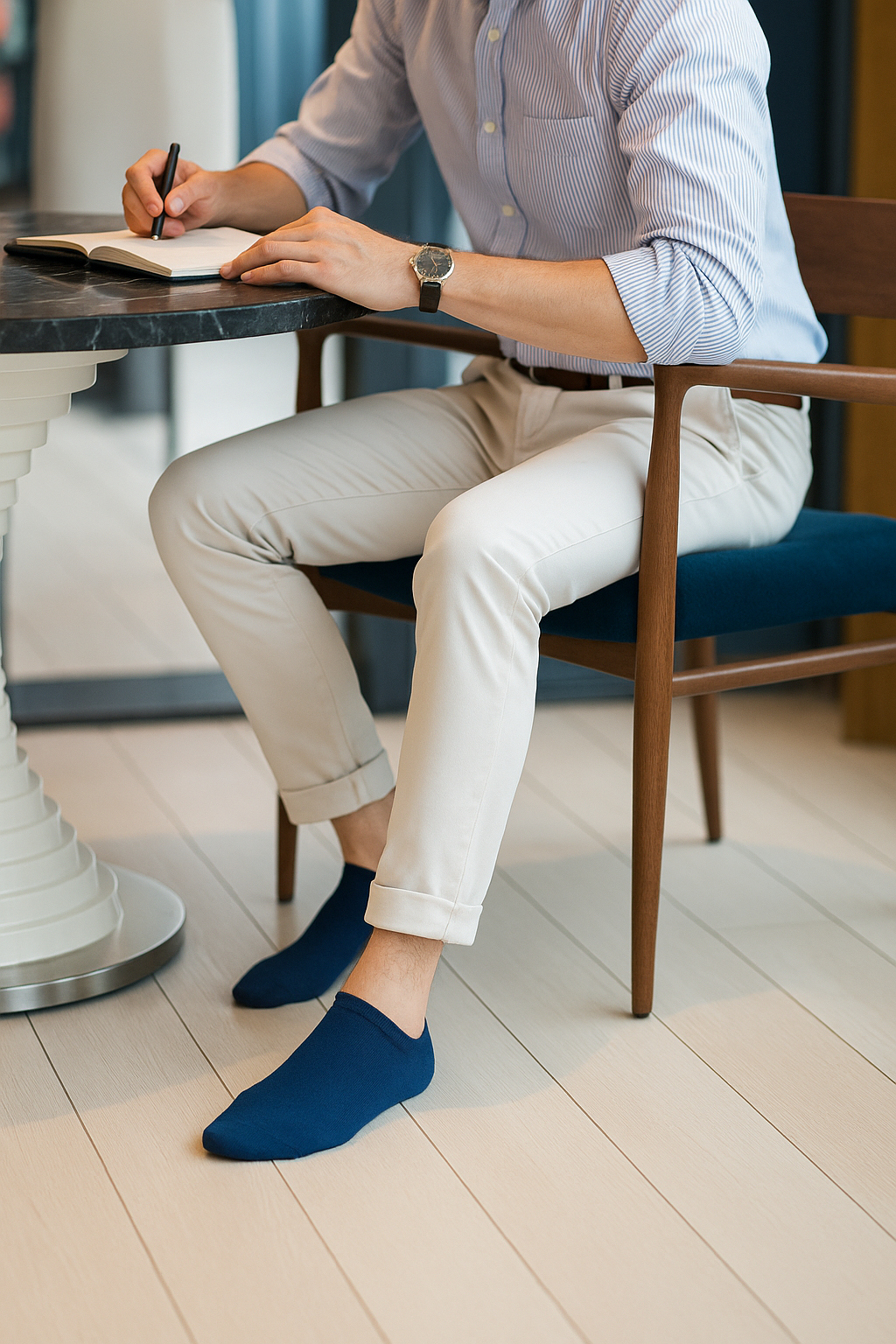 Unisex Plain Glaxy Blue Sneaker Socks – FTS04