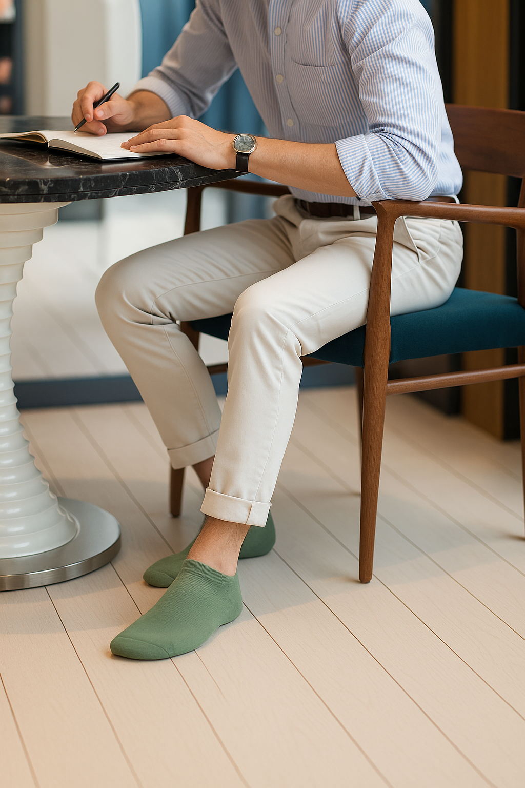 Unisex Plain Jasmine Green Sneaker Socks – FTS04