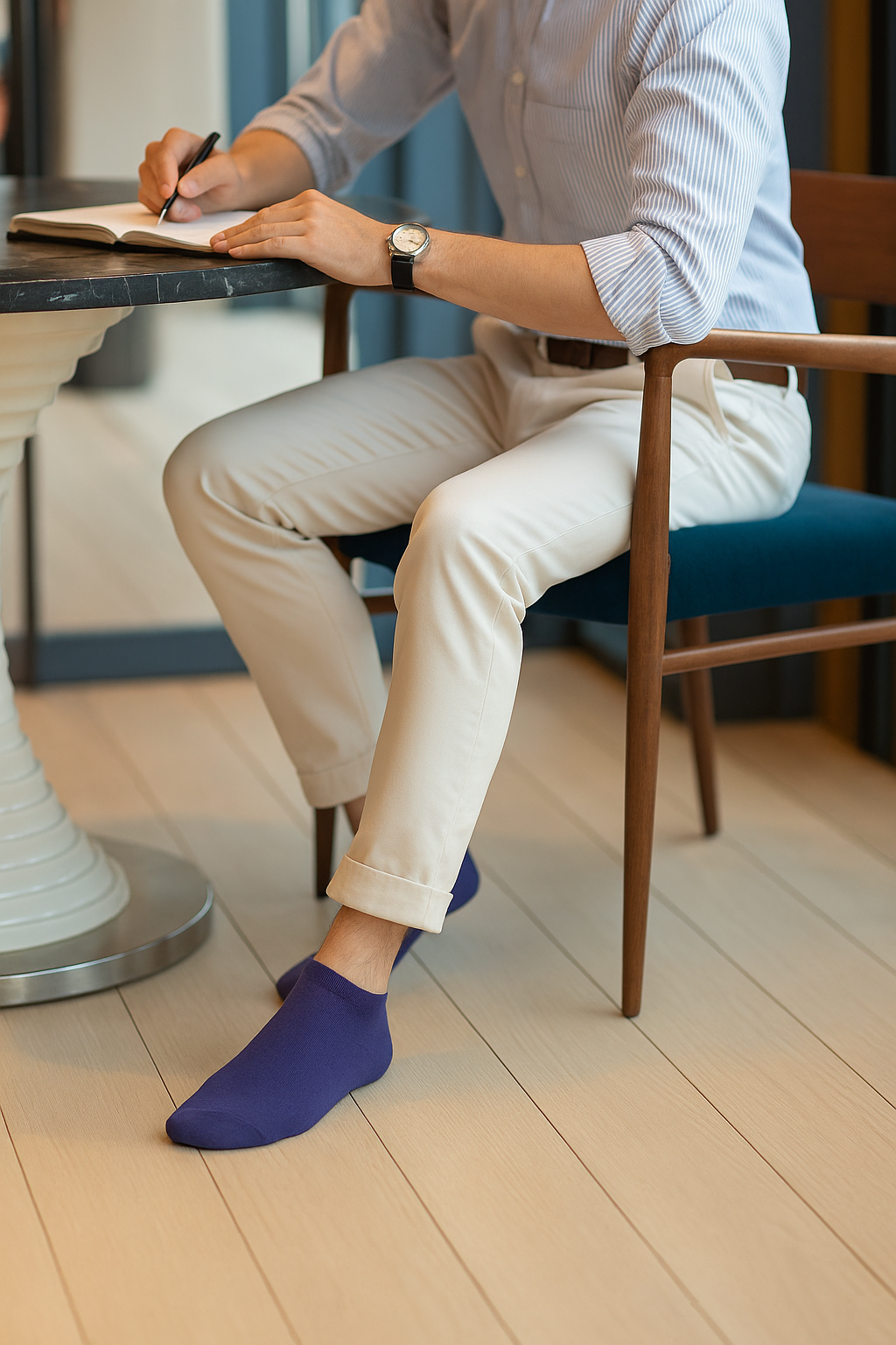 Unisex Plain Skipper Blue Sneaker Socks – FTS04