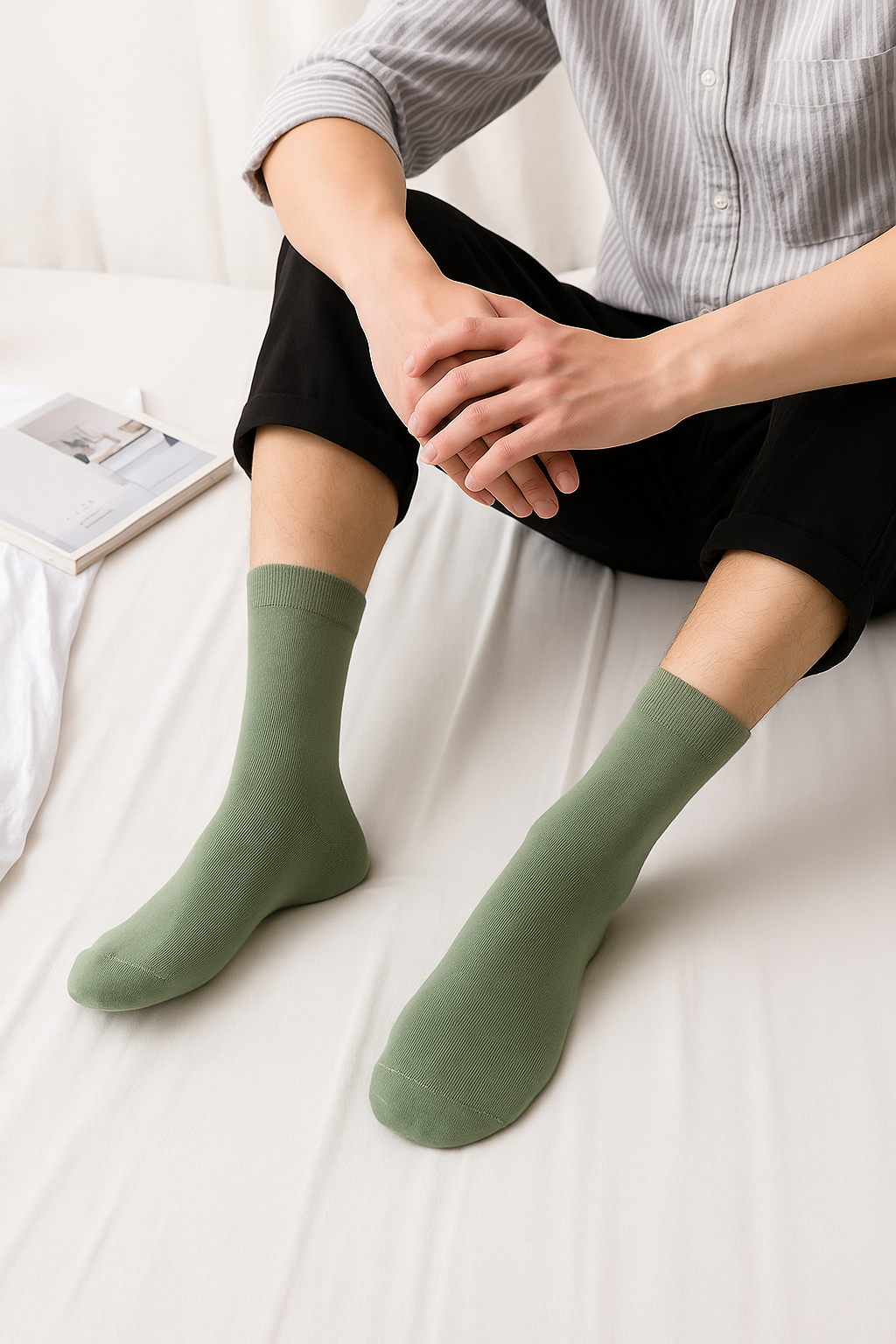 Men’s Jasmin green Casual Cotton Socks – FTS05