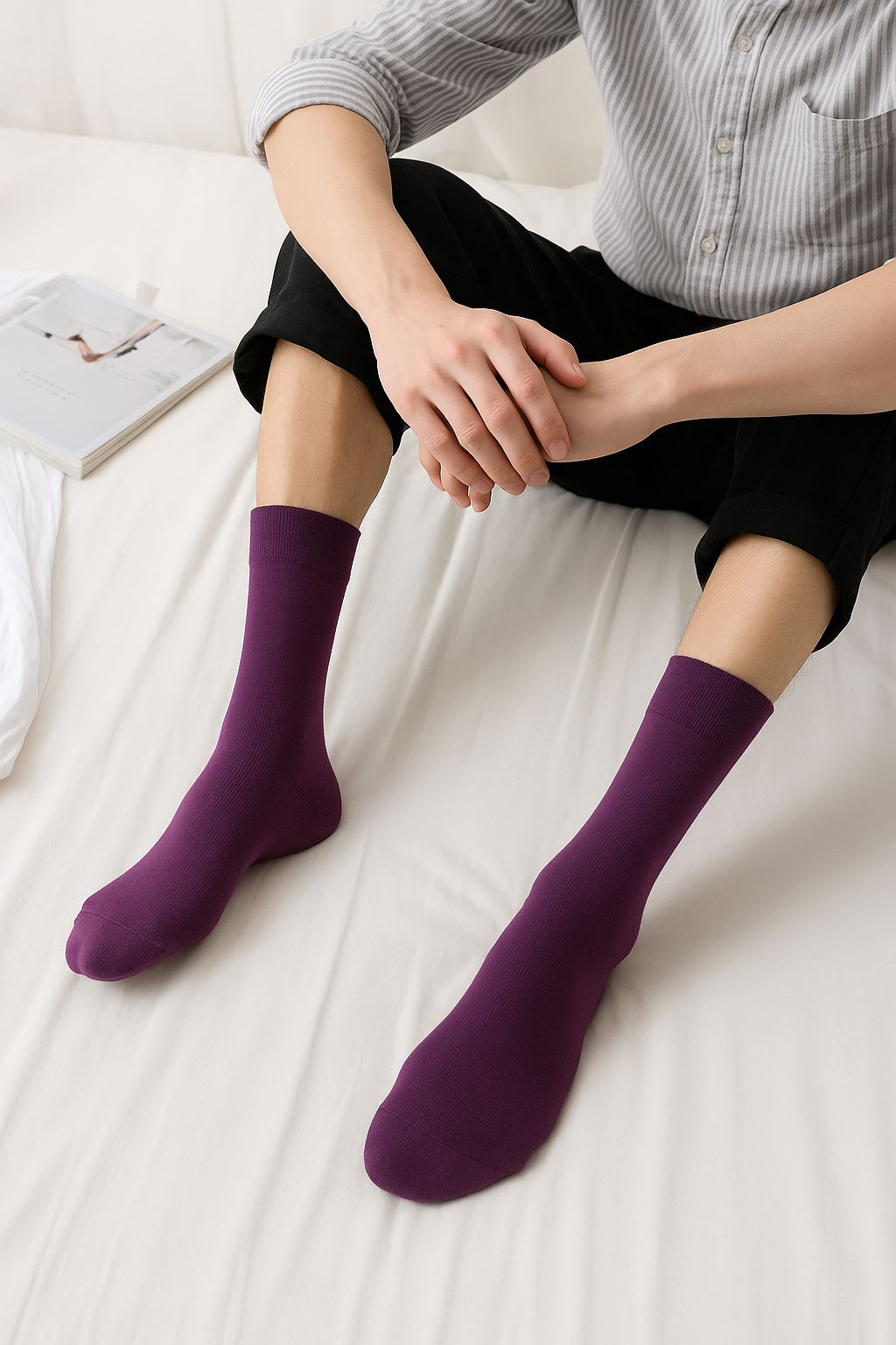 Men’s Vivid Viola Casual Cotton Socks – FTS05