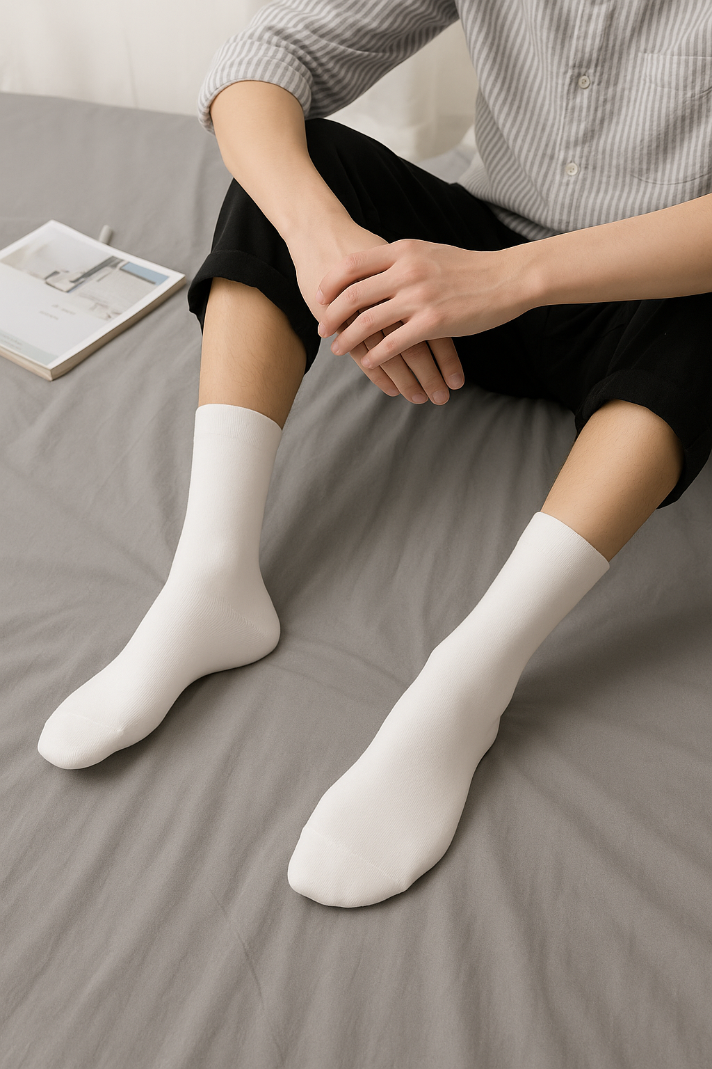Men’s White Casual Cotton Socks – FTS05