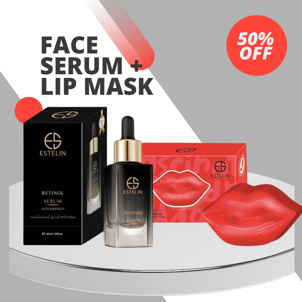 Estelin anti-wrinkle Retinol Serum  &  Estelin  Red Nourishing and Smoothing Lip Mask bundle deal