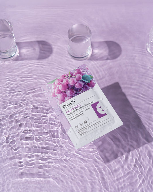 Estelin Grape Seed Hyaluronic Acid Antioxidant Mask | Plumping, Hydrating & Youthful Glow Sheet Mask