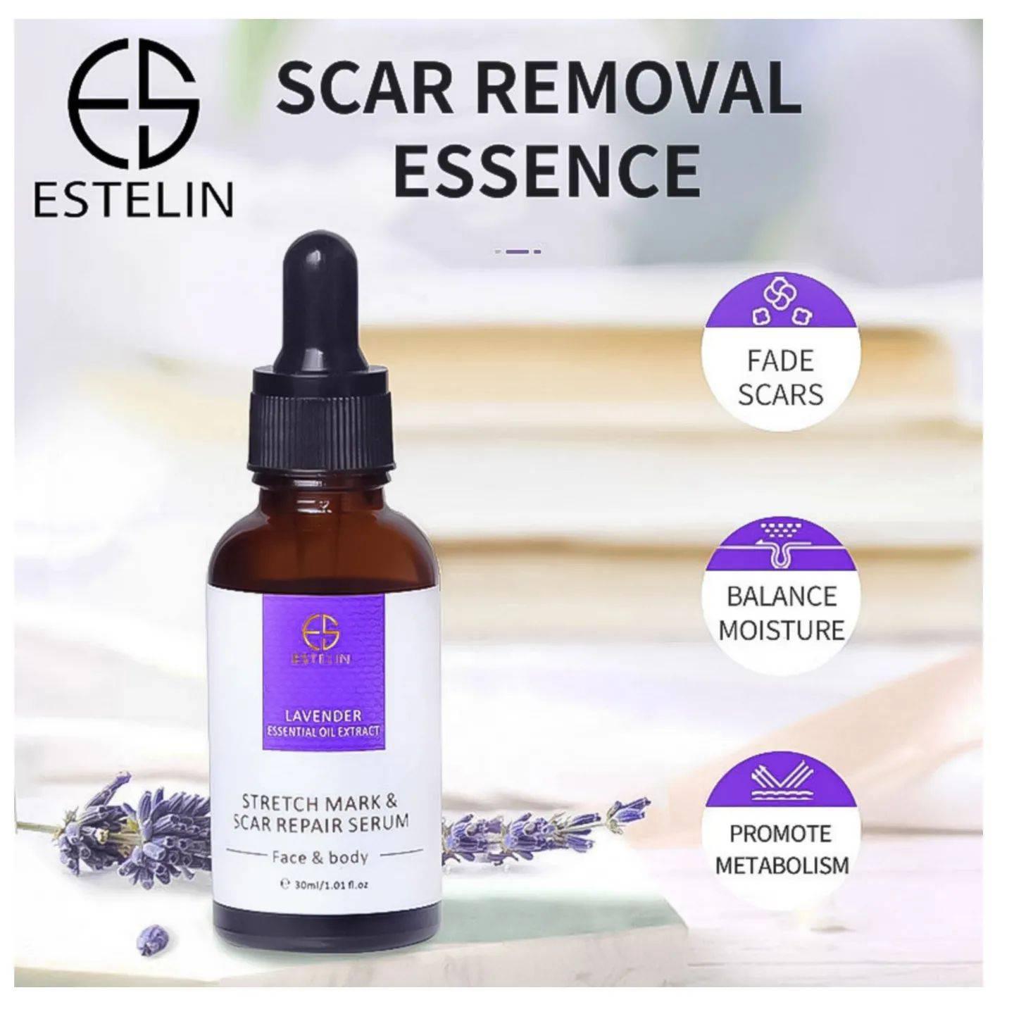 Estelin Lavender Essential Oil Extract Stretch Mark & Scar Repair Serum for Face & Body - 30ml